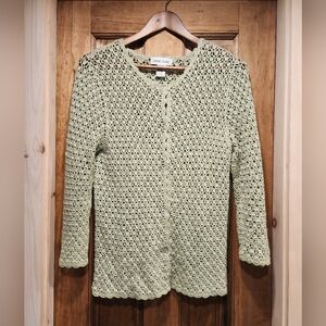 Vintage Chelsea Studio Sage Green Crochet Cardigan